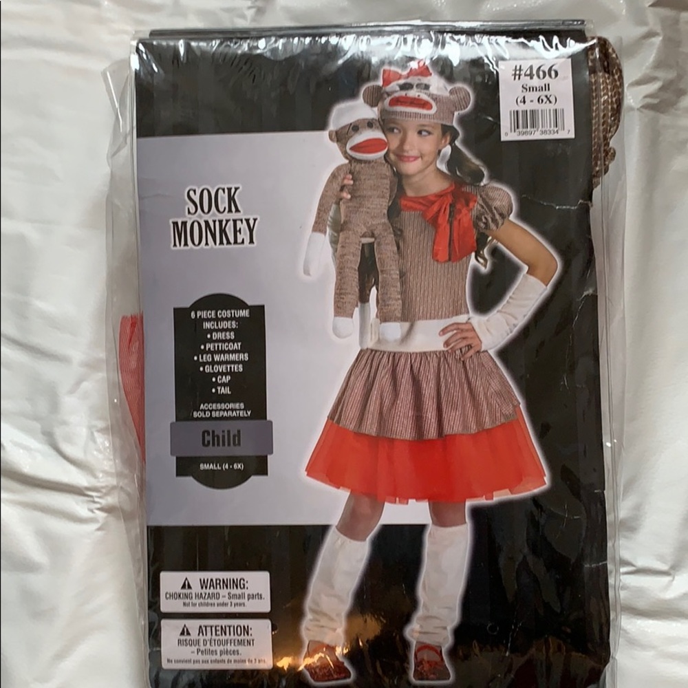Halloween Sock Monkey Girl Costume, Small (4-6x)
